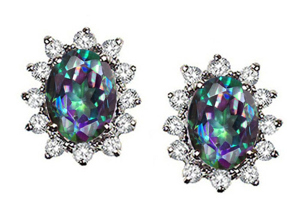 Tommaso Design™ Oval Rainbow Mystic Topaz Earrings