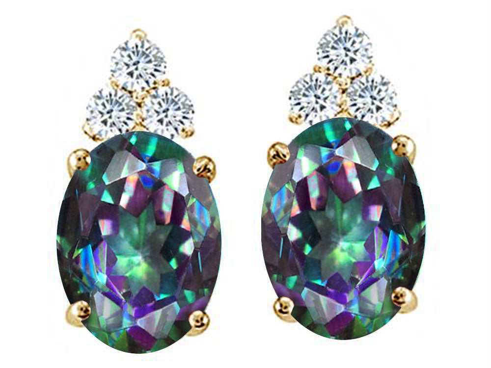 Tommaso Design™ Oval Rainbow Mystic Topaz Earrings Studs