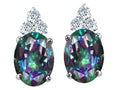 Tommaso Design Oval Rainbow Mystic Topaz Earrings Studs
