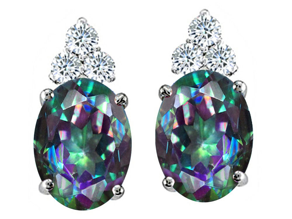 Tommaso Design Oval Rainbow Mystic Topaz Earrings Studs