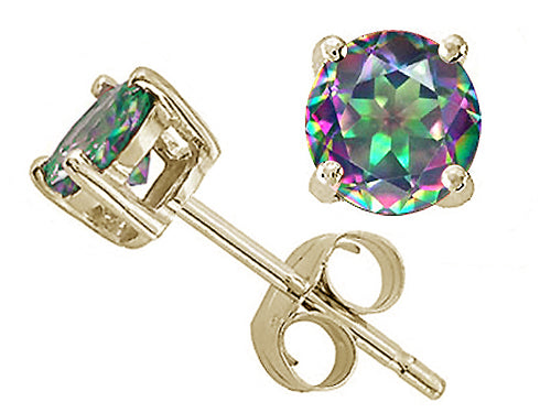 Tommaso Design™ 6mm Round Rainbow Mystic Topaz Earrings Studs