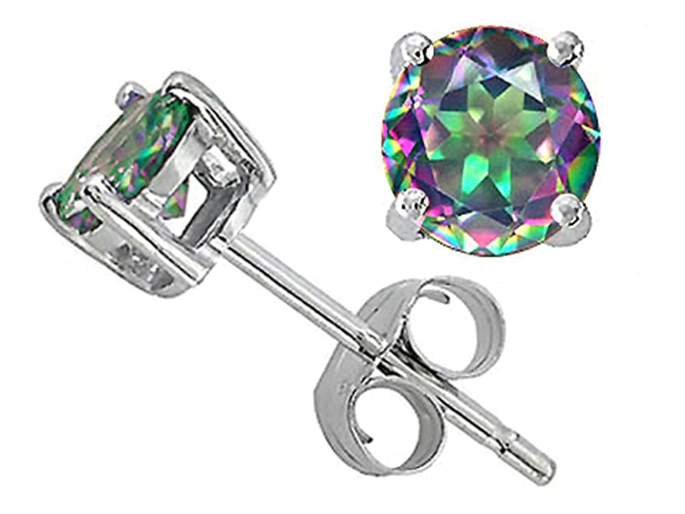 Tommaso Design 6mm Round Rainbow Mystic Topaz Earrings Studs