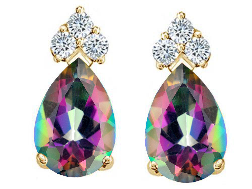 Tommaso Design™ Pear Shape Rainbow Mystic Topaz Earrings