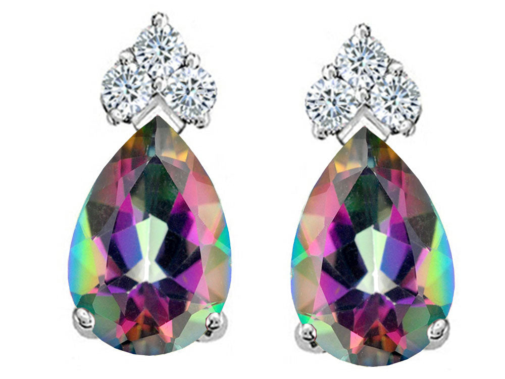Tommaso Design™ Pear Shape Rainbow Mystic Topaz Earrings