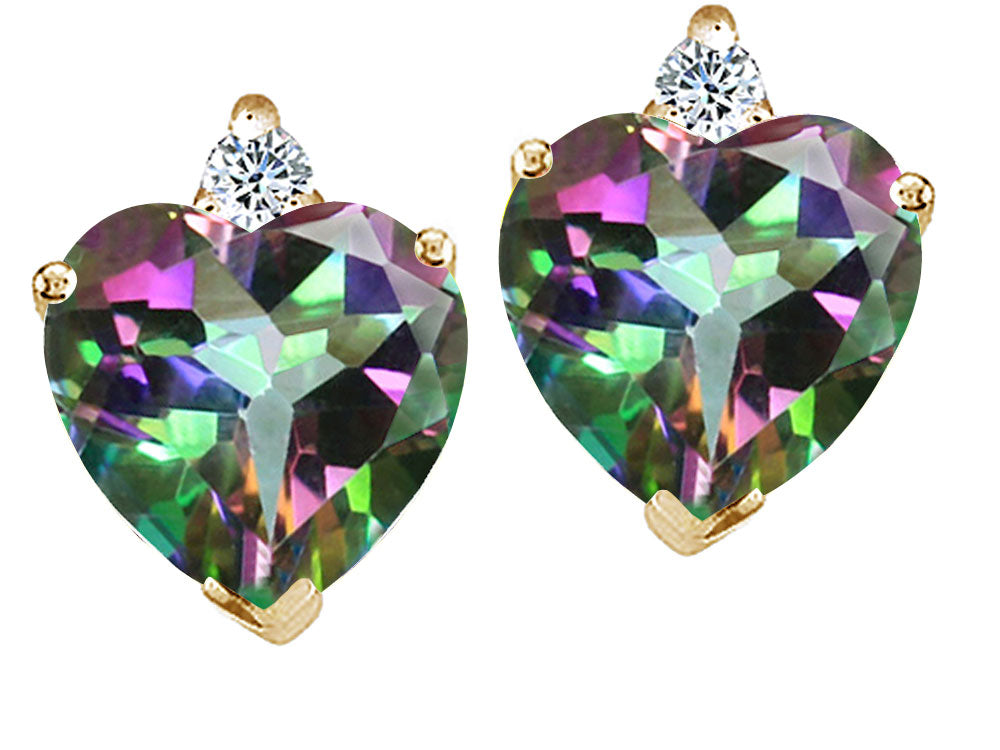 Tommaso Design™ Heart Shape 7mm Rainbow Mystic Topaz Earrings Studs