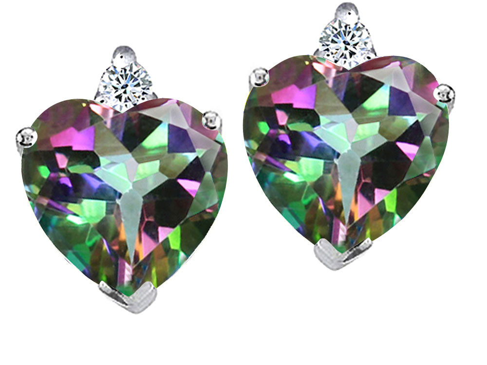 Tommaso Design™ Heart Shape 7mm Rainbow Mystic Topaz Earrings Studs