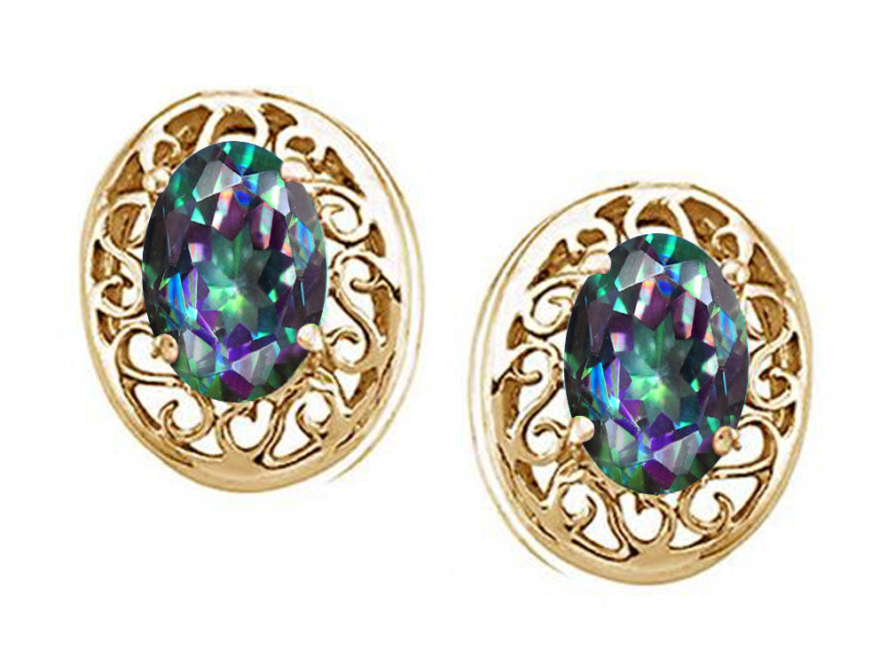 Tommaso Design™ Oval Rainbow Mystic Topaz Earrings Studs