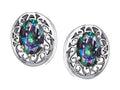 Tommaso Design Oval Rainbow Mystic Topaz Earrings Studs