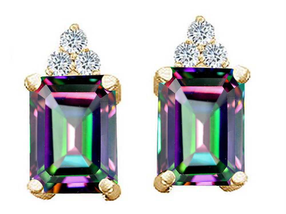Tommaso Design™ Rainbow Mystic Topaz Emerald Octagon Cut Earrings
