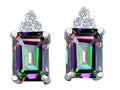 Tommaso Design Rainbow Mystic Topaz Emerald Octagon Cut Earrings