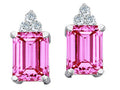 Tommaso Design Created Pink Sapphire Emerald Octagon Cut Earrings