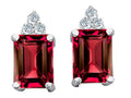 Tommaso Design Emerald Cut 8x6mm Created Ruby Earrings