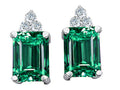 Tommaso Design Simulated Emerald Octagon Cut Emerald And Earrings