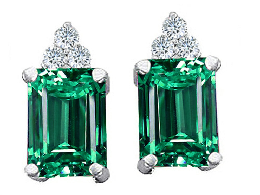 Tommaso Design Simulated Emerald Octagon Cut Emerald And Earrings
