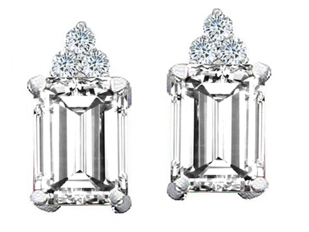 Tommaso Design Genuine White Topaz Emerald Octagon Cut Earrings