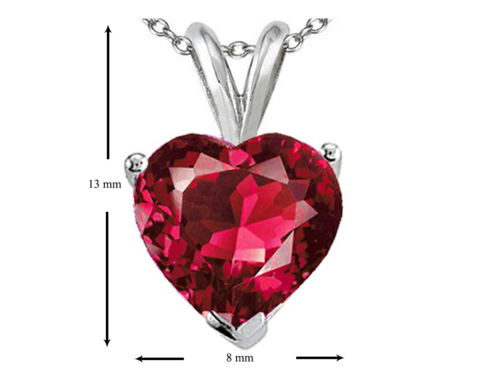 Star K 8mm Heart Created Ruby Pendant Necklace