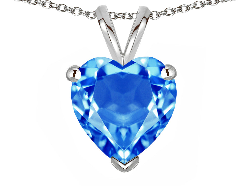 Star K  8mm Heart Genuine Blue Topaz Pendant Necklace
