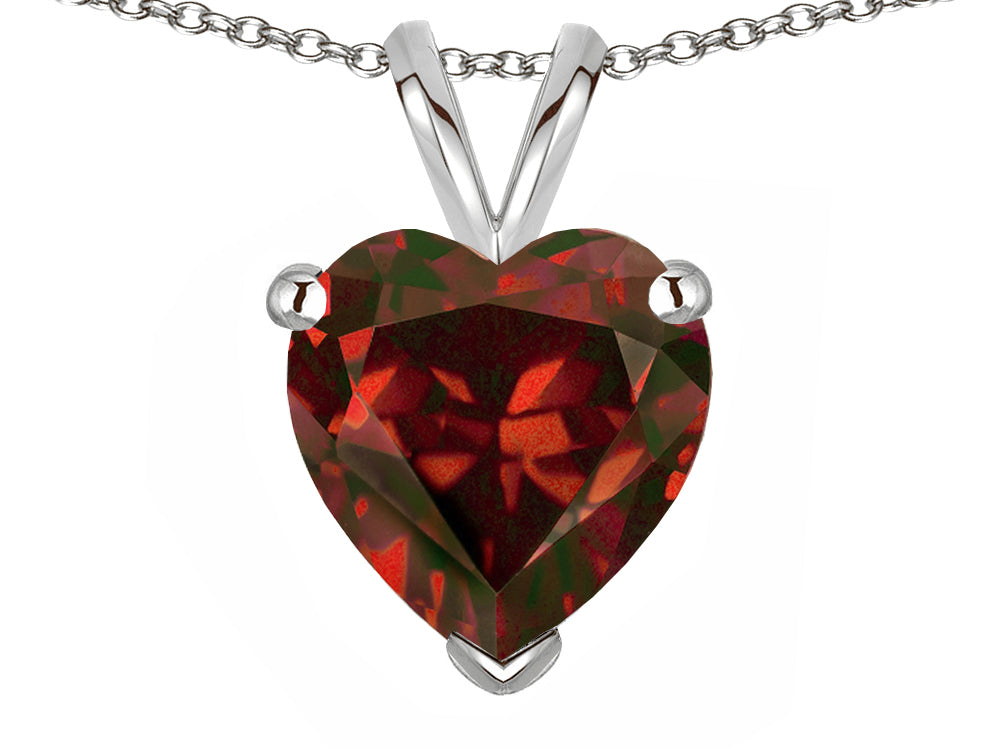 Star K  8mm Heart Genuine Garnet Pendant Necklace