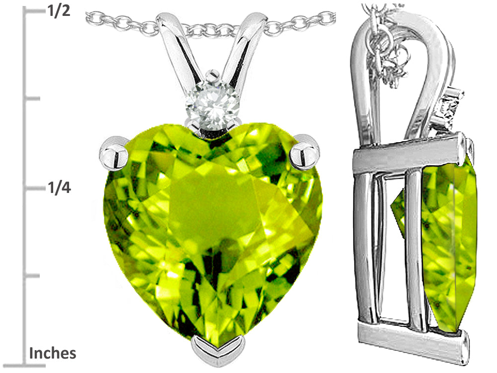 Star K Genuine 8mm Peridot Heart Pendant Necklace