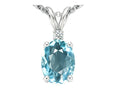 Tommaso Design Oval 8x6 mm Simulated Aquamarine Pendant Necklace