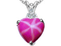 Tommaso Design 8mm Heart Shape Created Star Ruby Heart Pendant Necklace