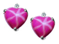Tommaso Design Heart Shape Created Star Ruby Earrings Studs