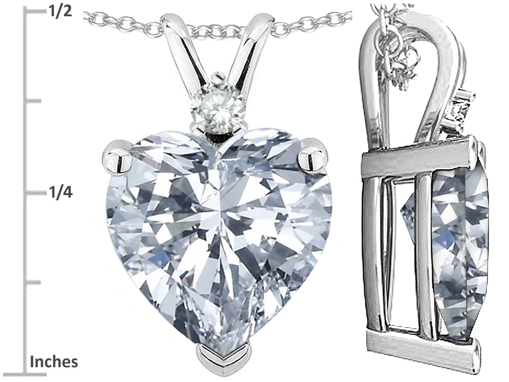 Star K 8mm Heart Shape Genuine White Topaz Heart Pendant Necklace