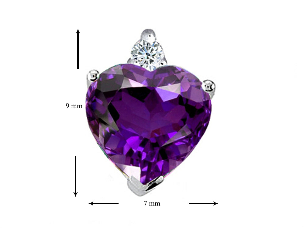 Tommaso Design Heart Shape Amethyst and Genuine Diamonds Earrings Studs