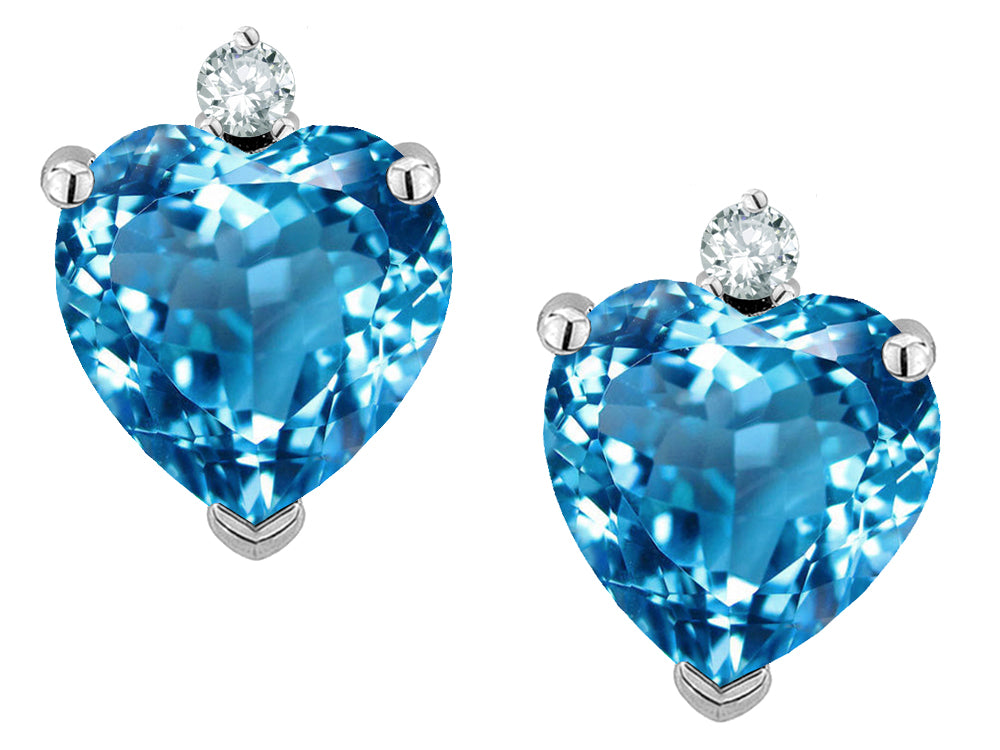 Star K Heart Shape 7mm Genuine Blue Topaz Earrings Studs