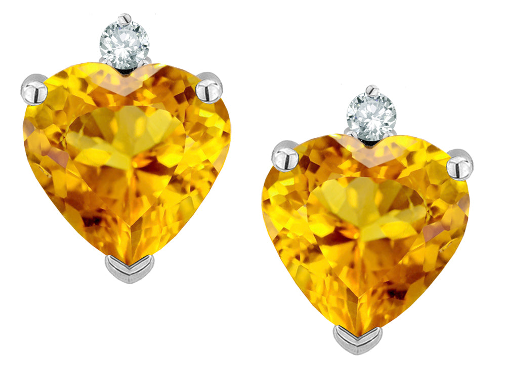 Star K Heart Shape 7mm Genuine Citrine Earrings Studs