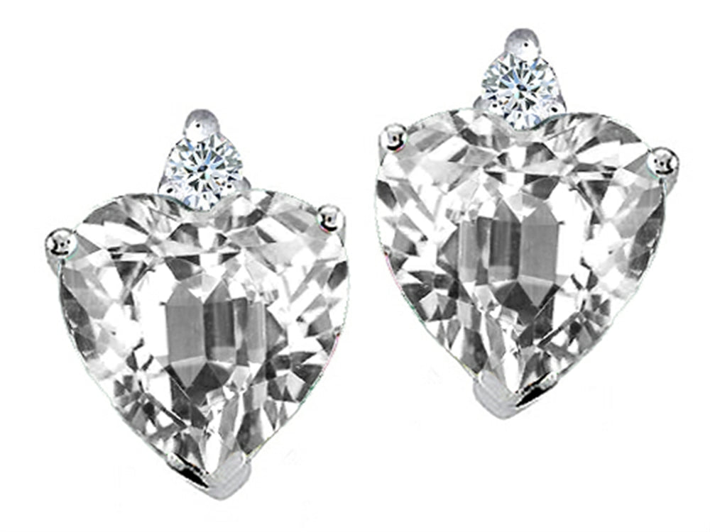 Tommaso Design Heart Shape Genuine White Topaz Earrings Studs