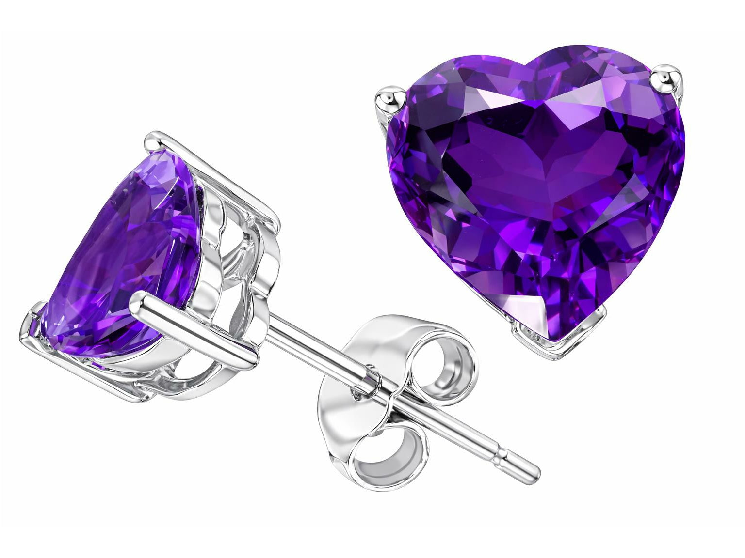 Star K Heart Shape 6mm Genuine Amethyst Earrings Studs