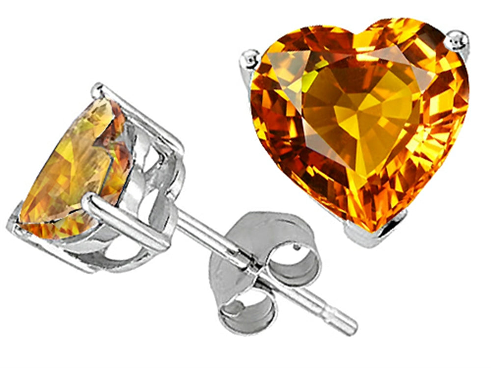 Tommaso Design Heart Shape Genuine Citrine and Earrings Studs