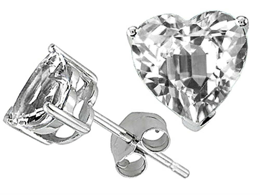 Tommaso Design Heart Shape Genuine White Topaz and Earrings Studs