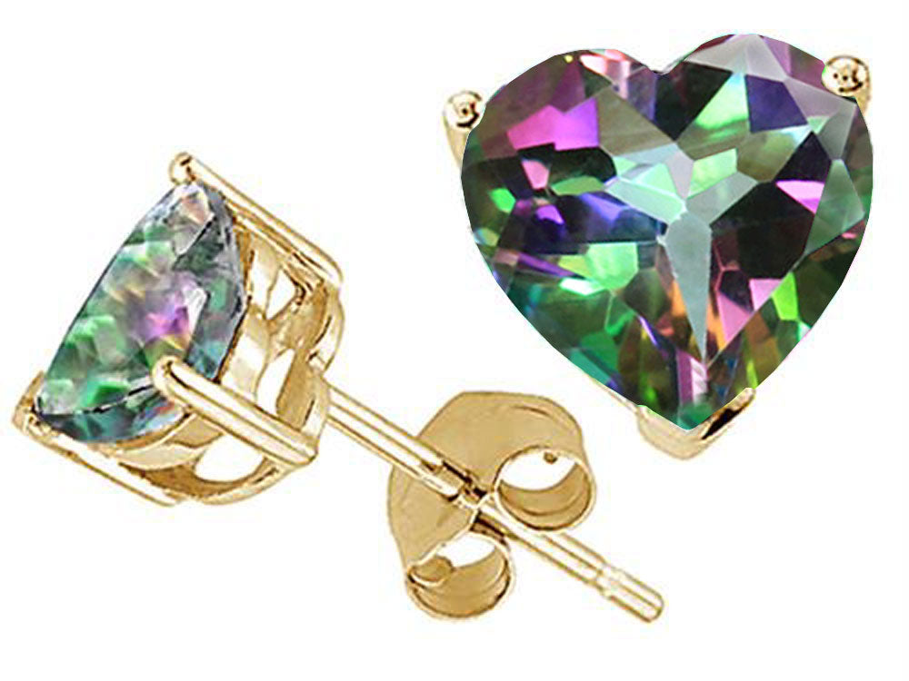 Tommaso Design™ Heart Shape Rainbow Mystic Topaz and Earrings Studs
