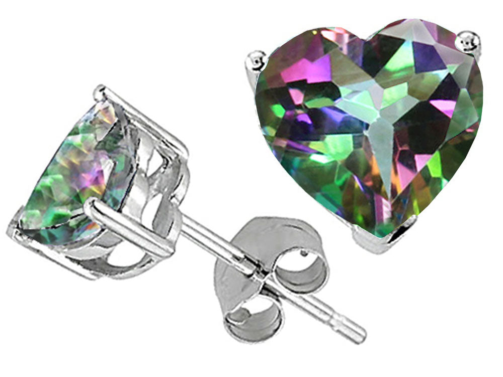 Tommaso Design™ Heart Shape Rainbow Mystic Topaz and Earrings Studs