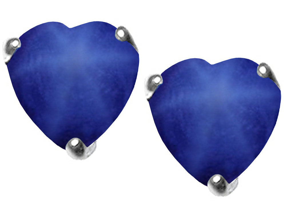Tommaso Design Heart Shape Created Star Sapphire Earrings Studs