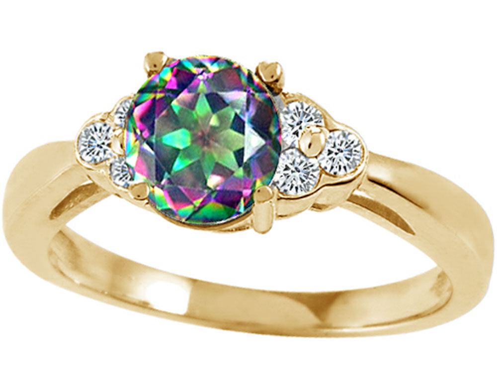 Tommaso Design Round Rainbow Mystic Topaz Engagement Ring