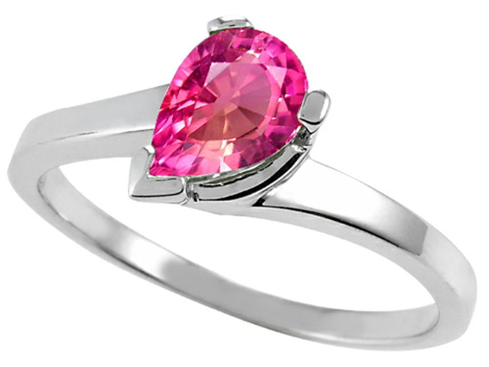 Tommaso Design Pear Shape 7x5mm Created Pink Sapphire Ring