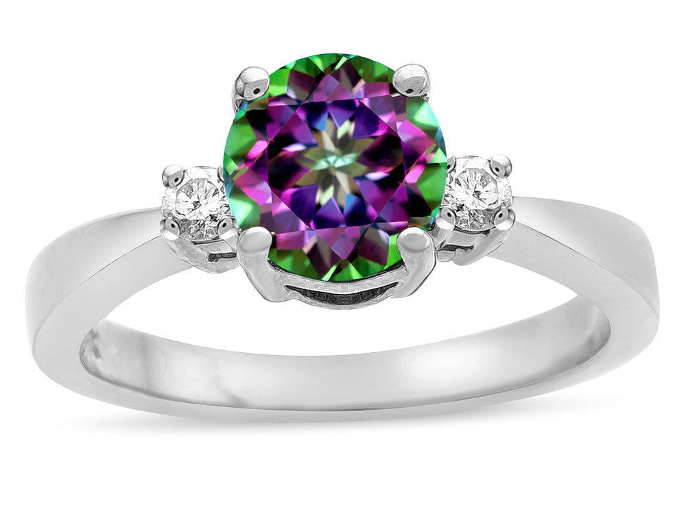 Tommaso Design Round 7mm Mystic Rainbow Topaz Engagement Ring