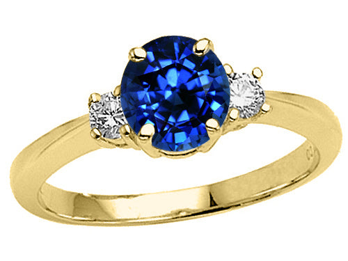 Tommaso Design Created Blue Sapphire and Genuine Diamond Engagement Ring