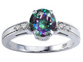 Tommaso Design Round 7mm Mystic Rainbow Topaz Engagement Ring