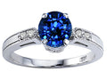 Tommaso Design Round 7mm Created Blue Sapphire Engagement Ring