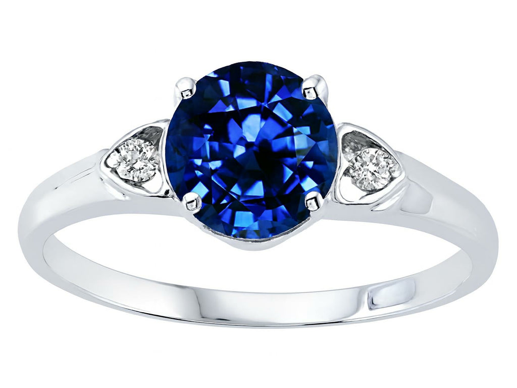 Star K 7mm Round Created Blue Sapphire Engagement Ring