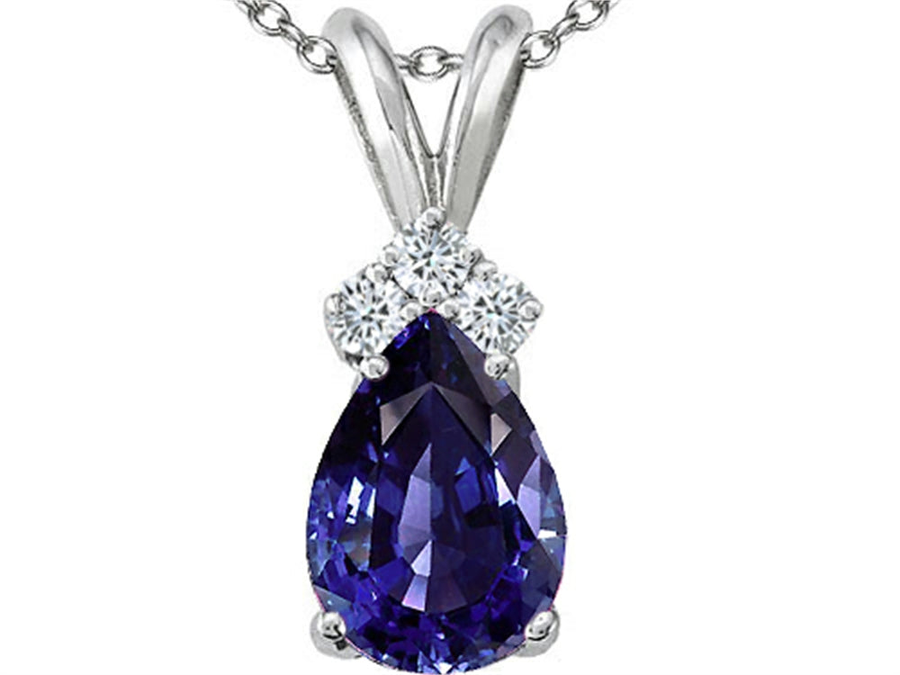 Tommaso Design Pear Shape 8x6mm Genuine Iolite Pendant Necklace