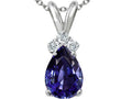 Tommaso Design Pear Shape 8x6mm Genuine Iolite Pendant Necklace