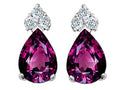 Tommaso Design Pear Shape 8x6mm Genuine Rhodolite Earrings