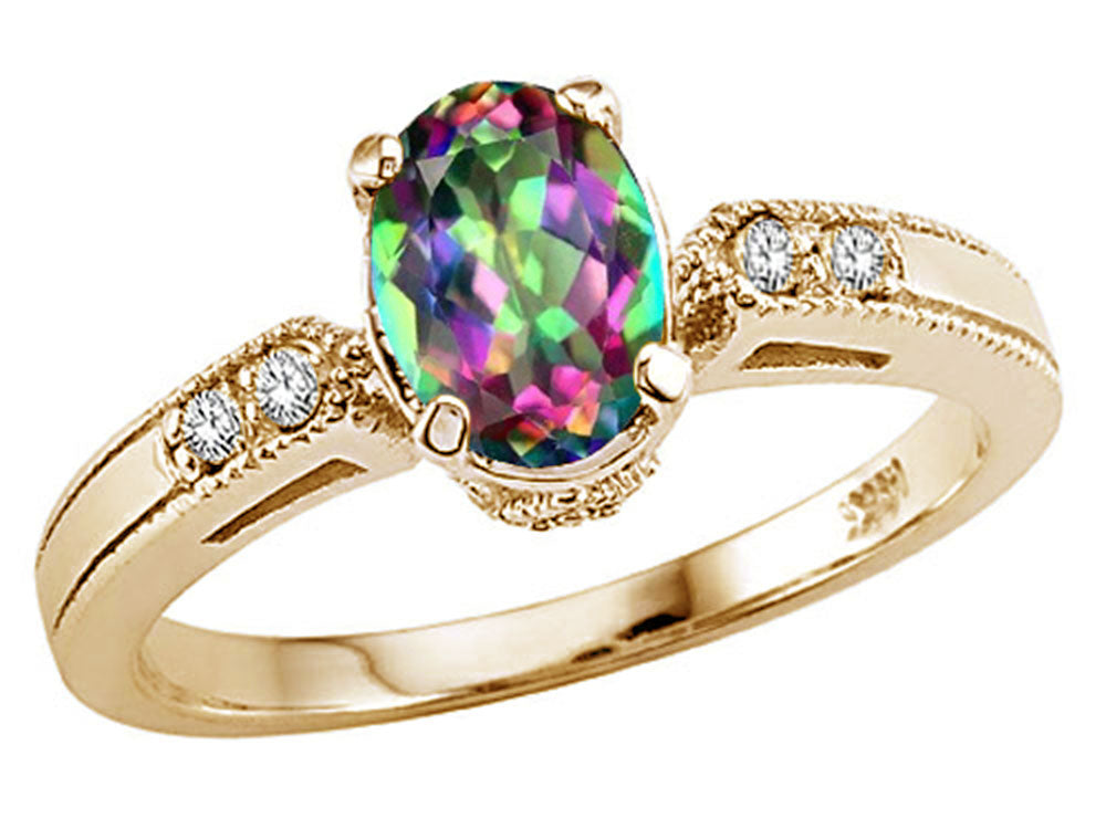 Tommaso Design Oval 7x5 mm Mystic Rainbow Topaz Ring