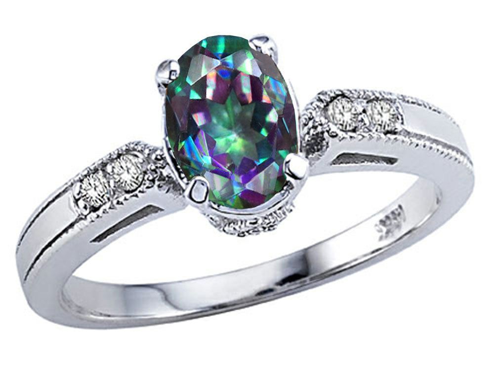 Tommaso Design Oval 7x5 mm Mystic Rainbow Topaz Ring