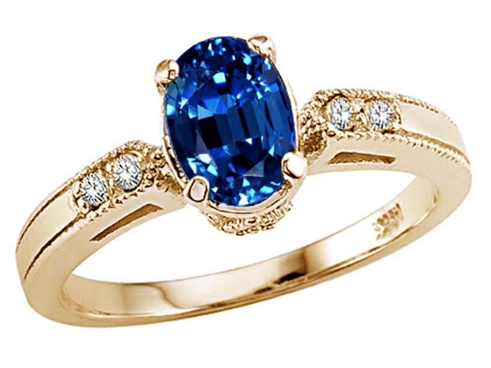 Tommaso Design Oval 7x5mm Created Blue Sapphire Ring